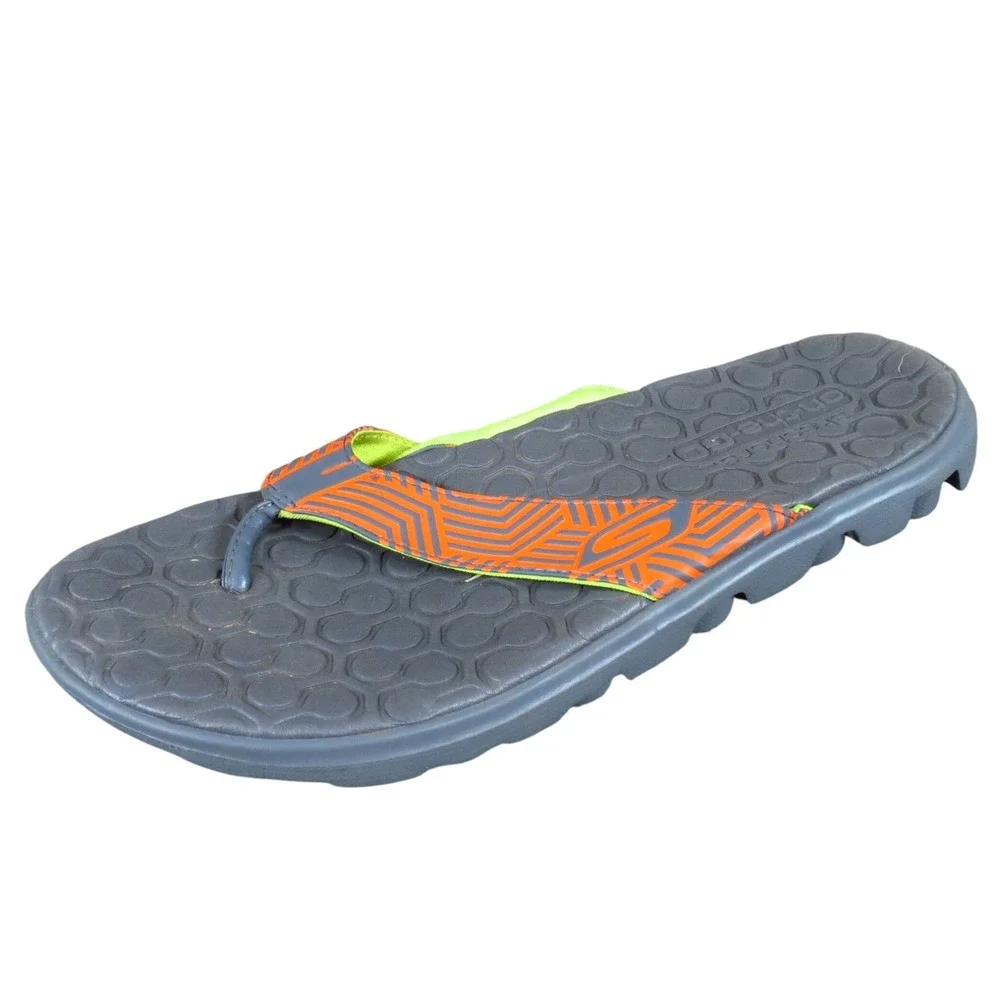 Skechers Performance Go Walk‎ Men Sandal Sz 7 Casual Athletic Gray Orange Fabric